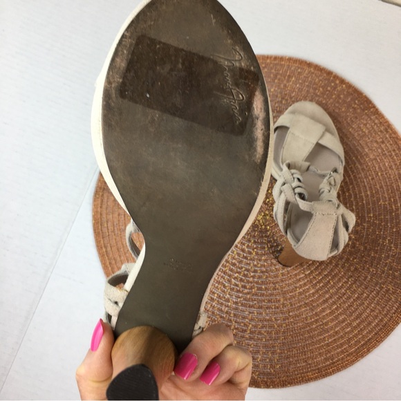 BCBGMaxAzria Runway Soft Off White Sunrise Suede Leather Sandals Size US 8.5 - Picture 11 of 11